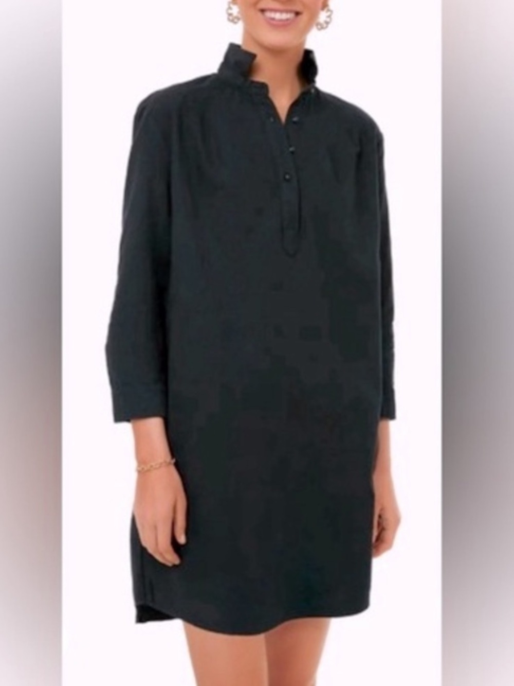 Tuckernuck X Pomander Place Black Polly Pop Collar Relaxed Shirt Dress Small